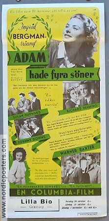 Adam had Four Sons 1941 movie poster Ingrid Bergman Susan Hayward Warner Baxter