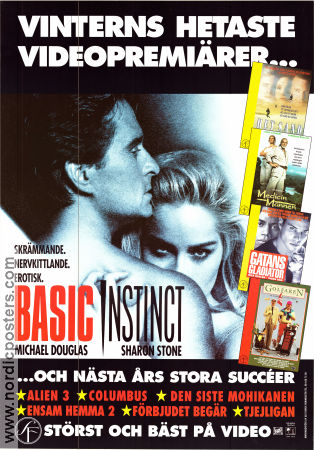 Basic Instinct 1992 poster Michael Douglas Sharon Stone George Dzundza Paul Verhoeven