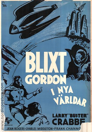 Flash Gordon´s Trip to Mars 1938 movie poster Buster Crabbe Jean Rogers Spaceships From comics