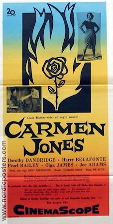 Carmen Jones 1955 movie poster Harry Belafonte Dorothy Dandridge Oscar Hammerstein Otto Preminger Musicals Black Cast