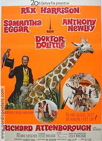 Doctor Dolittle 1967 movie poster Rex Harrison Anthony Newley Samantha Eggar Musicals
