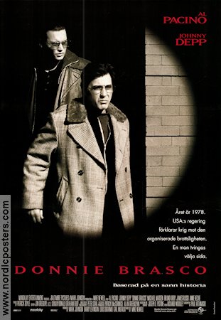 Donnie Brasco 1995 movie poster Al Pacino Johnny Depp Michael Madsen Anne Heche Mike Newell Mafia