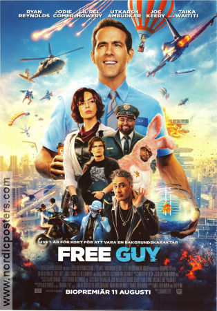 Free Guy 2021 movie poster Ryan Reynolds Jodie Comer Taika Waititi Shawn Levy