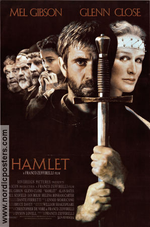 Hamlet 1990 movie poster Mel Gibson Glenn Close Alan Bates Franco Zeffirelli Writer: William Shakespeare