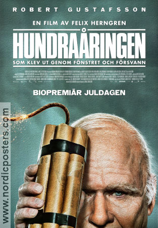Hundraåringen som klev ut genom fönstret och försvann 2013 movie poster Robert Gustafsson Iwar Wiklander Felix Herngren
