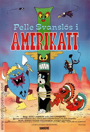 Pelle Svanslös i Amerikatt 1985 movie poster Stig Lasseby Jan Gissberg Find more: Pelle Svanslös Animation From comics Cats