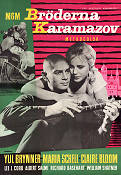 The Brothers Karamazov 1958 movie poster Yul Brynner Maria Schell Claire Bloom William Shatner Richard Brooks Writer: Fyodor Dostoevsky