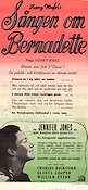 The Song of Bernadette 1943 movie poster Jennifer Jones Charles Bickford William Eythe Henry King