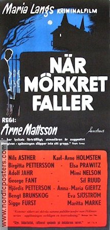 N�r m�rkret faller (1960) Movie poster 30x70cm Arne Mattsson/Nils Asther/Maria Lang