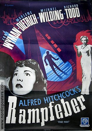 Stage Fright (1950) Movie poster 70x100cm Alfred Hitchcock/Jane Wyman/Marlene Dietrich