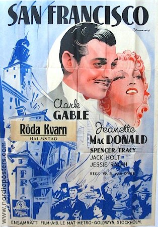 San Francisco (1936) Movie poster 70x100cm Clark Gable/Jeanette MacDonald