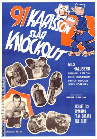 91 Karlsson slår Knockout 1957 poster Nils Hallberg Gösta Lewin