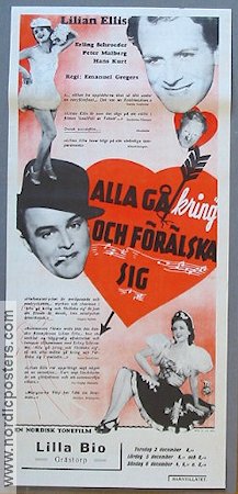 Alla gå kring och förälska sig 1942 movie poster Lilian Ellis Denmark