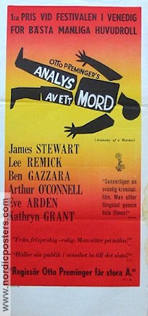 Anatomy of a Murder 1959 movie poster James Stewart Lee Remick Ben Gazzara Otto Preminger