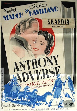 Anthony Adverse 1936 movie poster Fredric March Olivia de Havilland Eric Rohman art