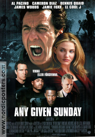 Any Given Sunday 1999 movie poster Al Pacino Dennis Quaid Cameron Diaz Oliver Stone Sports