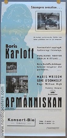 The Ape 1940 poster Boris Karloff