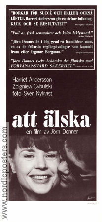 Att älska 1964 movie poster Harriet Andersson Zbigniew Cybulski Jörn Donner Photo: Sven Nykvist