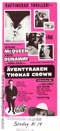 The Thomas Crown Affair 1968 movie poster Steve McQueen Faye Dunaway Paul Burke Norman Jewison