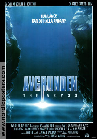 The Abyss 1989 movie poster Ed Harris Michael Biehn Mary Elizabeth Mastrantonio James Cameron