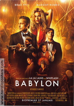 Babylon 2022 movie poster Brad Pitt Margot Robbie JC Currais Damien Chazelle