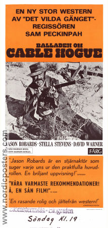 The Ballad of Cable Hogue 1970 movie poster Jason Robards Stella Stevens David Warner Sam Peckinpah