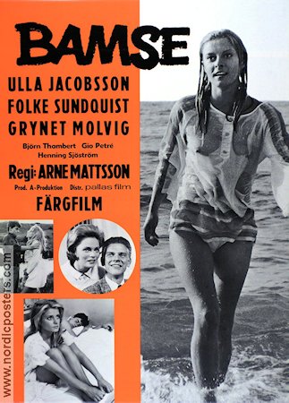 Bamse 1968 movie poster Grynet Molvig Ulla Jacobsson Folke Sundquist Arne Mattsson Beach