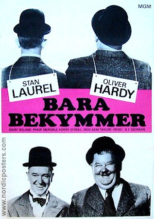 Bara bekymmer 1967 movie poster Laurel and Hardy Helan och Halvan