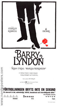 Barry Lyndon 1975 movie poster Ryan O´Neal Marisa Berenson Patrick Magee Stanley Kubrick