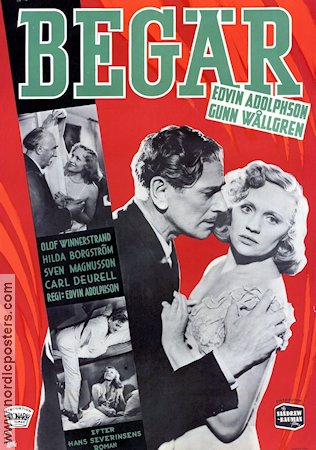 Begär 1947 movie poster Gunn Wållgren Carl Deurell Edvin Adolphson