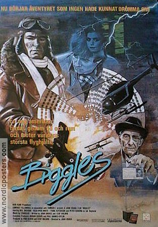 Biggles 1985 movie poster Peter Cushing Planes