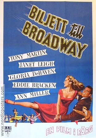 Two Tickets to Broadway 1952 movie poster Tony Martin Janet Leigh Ann Miller
