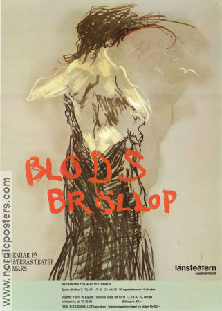 Blodsbröllop 1982 movie poster Västerås teater Länsteatern Writer: Federico Garcia Lorca