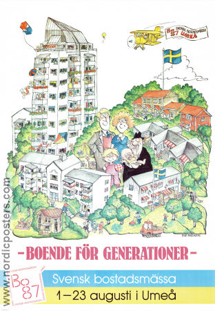 BO87 Svensk Bostadsmässa Umeå 1987 poster Poster artwork: Folke Nordlinder