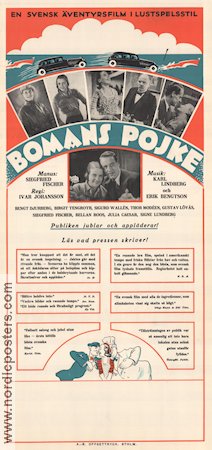 Bomans pojke 1933 movie poster Siegfried Fischer Thor Modéen Birgit Tengroth Ivar Johansson
