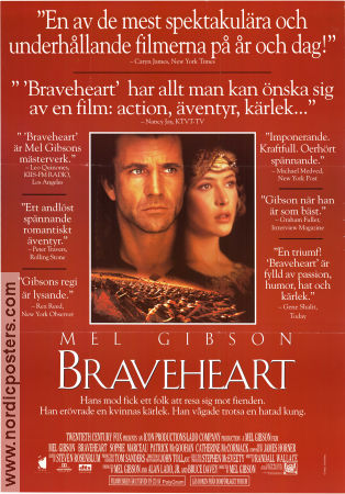 Braveheart 1995 movie poster Sophie Marceau Patrick McGoohan Catherine McCormack Mel Gibson