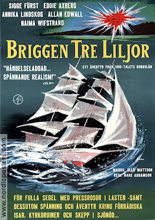 Briggen Tre Liljor 1962 movie poster Sigge Fürst Ships and navy