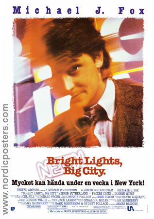 Bright Lights Big City 1988 movie poster Michael J Fox Kiefer Sutherland Phoebe Cates James Bridges