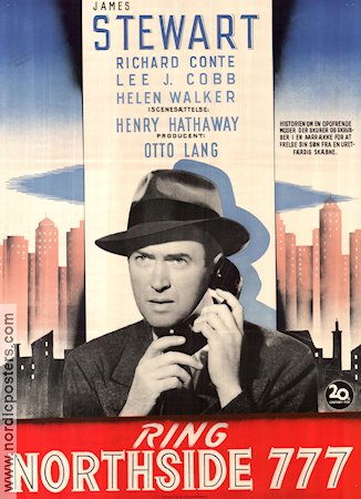 Call Northside 777 1948 movie poster James Stewart Henry Hathaway Telephones Film Noir