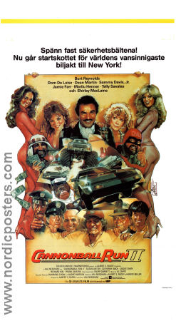 Cannonball Run 2 1984 movie poster Burt Reynolds Frank Sinatra Richard Kiel Jackie Chan Shirley MacLaine Hal Needham Ladies Cars and racing Poster artwork: Drew Struzan