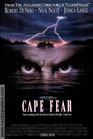 Cape Fear 1991 movie poster Robert De Niro Nick Nolte Jessica Lange Martin Scorsese