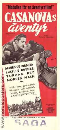 Adventures of Casanova 1948 movie poster Arturo de Cordova Lucille Bremer Turhan Bey Roberto Gavaldon