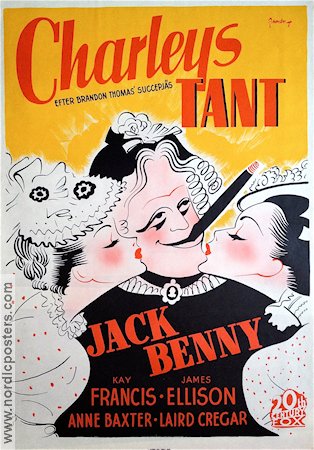 Charley´s Aunt 1941 movie poster Jack Benny Kay Francis Eric Rohman art