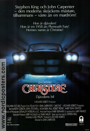 Christine 1983 movie poster Keith Gordon John Stockwell John Carpenter Writer: Stephen King Cars and racing Cult movies