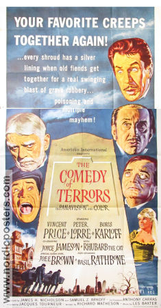 The Comedy of Terrors 1964 movie poster Vincent Price Peter Lorre Boris Karloff Jacques Tourneur Find more: Large poster