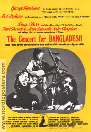 The Concert for Bangladesh 1972 movie poster George Harrison Bob Dylan Ringo Starr Eric Clapton Saul Swimmer Rock and pop Documentaries