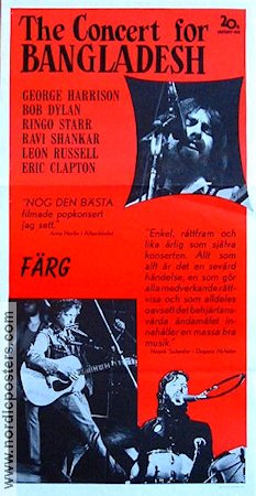 The Concert for Bangladesh 1972 movie poster George Harrison Bob Dylan Ringo Starr Rock and pop