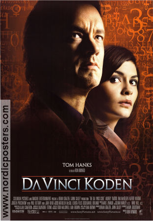 The Da Vinci Code 2006 movie poster Tom Hanks Audrey Tautou Jean Reno Ron Howard