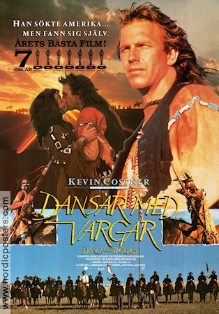 Dances with Wolves 1990 movie poster Mary McDonnell Graham Greene Kevin Costner