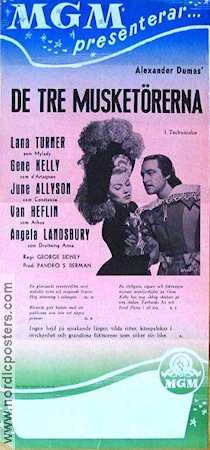 The Three Musketeers 1949 movie poster Lana Turner Gene Kelly June Allyson George Sidney Adventure and matine